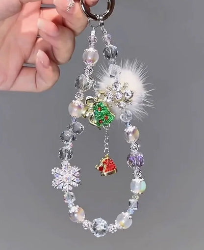 Green Christmas Tree Bead Phone Strap, Luxurious and Minimalist Accessory, Fashionable and Personalized Wind Chime Keychain