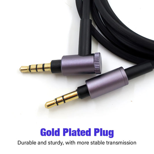 3.5mm Jack Aux Cable For Sony WH 1000 XM2 XM3 XM4 XM5 H900N 800 MDR 1000x ATH MSR7 Headphones 90 Degree HIFI Audio Mic Connecter