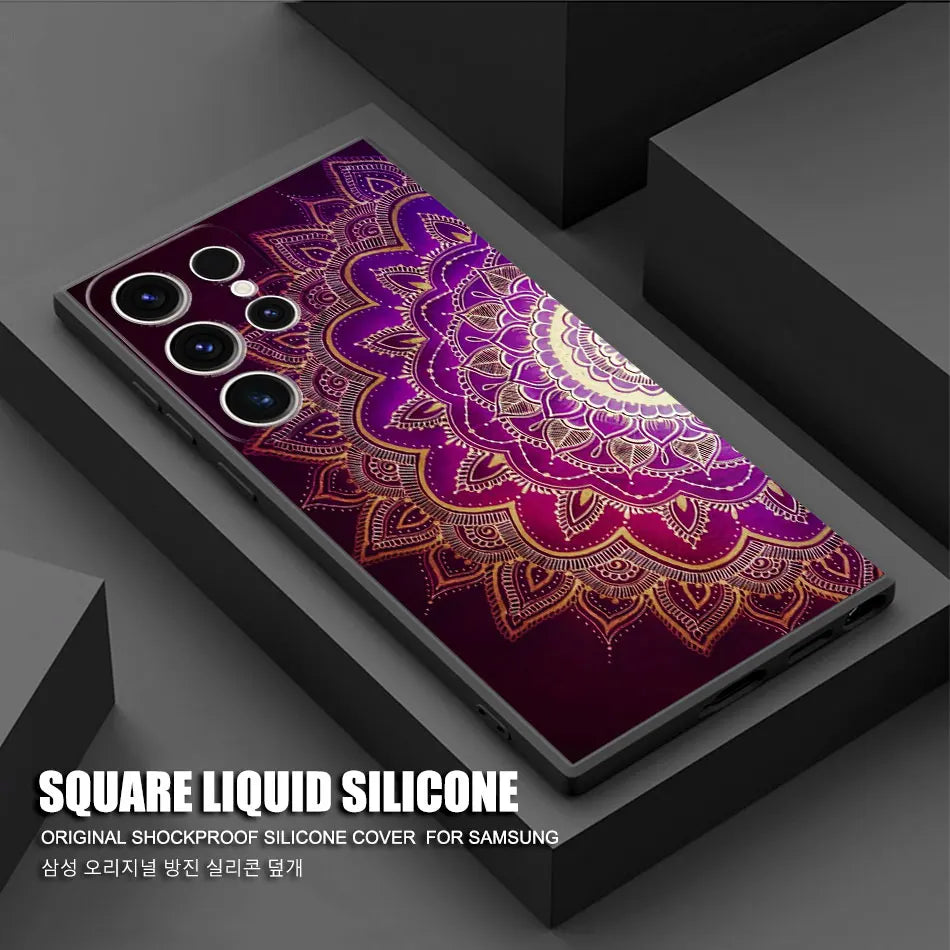 Mandala Luxury Case for Samsung Galaxy S20 S21 5G S24 Ultra S21 FE S23 Ultra S22 Plus S20 Plus S21 Plus S23 Black Soft Cover