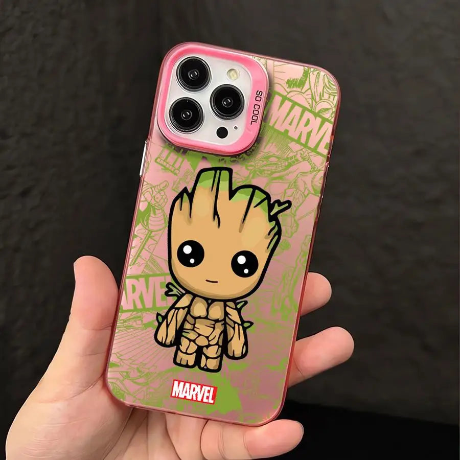 Marvel Cute Spider Man Groot Phone Case for iPhone 16 Pro 15 Pro Max 14 13 12 11 XS 14 Pro Max 16 Plus 14Pro 12Pro Soft Shell