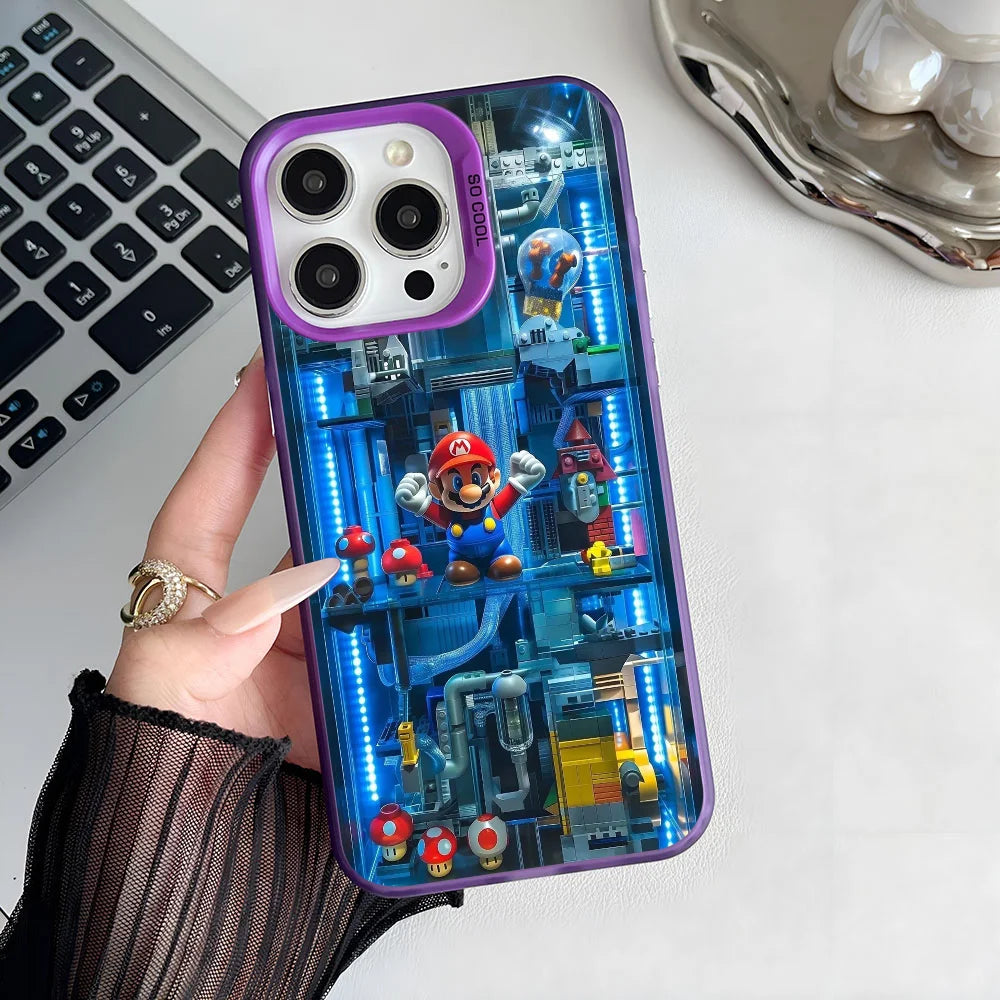 Super M-MarioS Bros Game Phone Case IMD Color Silver Shell For IPhone 16 15 14 13 12 11 Pro Max Plus