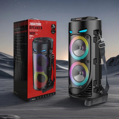 Bluetooth-Compatible Speaker Portable Speaker with Double Subwoofer Deep Bass Lights Wireless Stereo Speaker for Outdoor Party