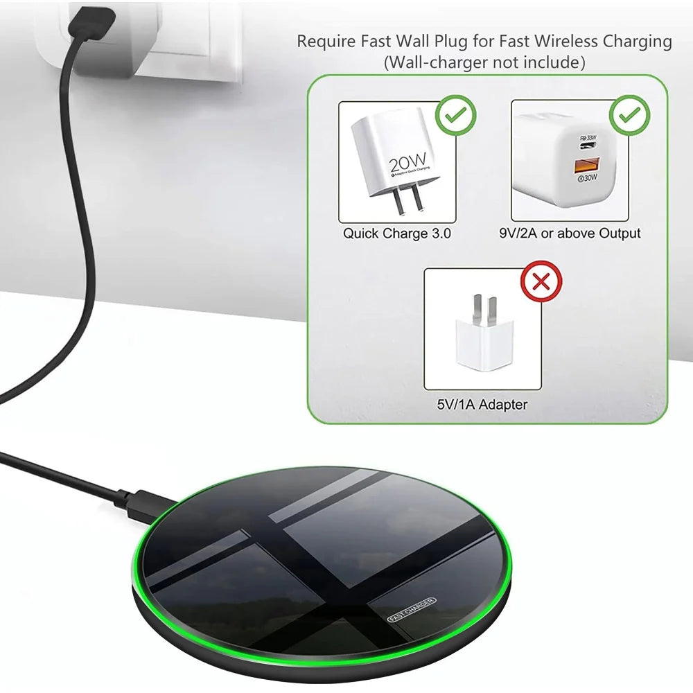 Wireless Charger Pad for iPhone 17 16 15 14 13 12 11 Samsung Xiaomi Phone Chargers Induction Fast Charging Dock Station