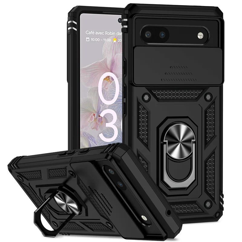 Slide Camera Protect Cover For Google Pixel 10 ProXL 9 8 7 Pro Magnetic Ring Holder Shockproof Armor Phone Case For Pixel 6 7 8A