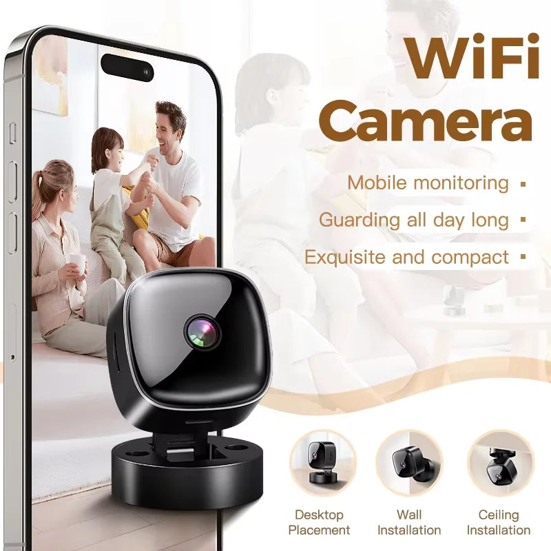 New Security Monitoring High Definition 4K 360° Rotating WiFi Mini Camera No Need for Plug in Night Vision Smart Home Monitoring