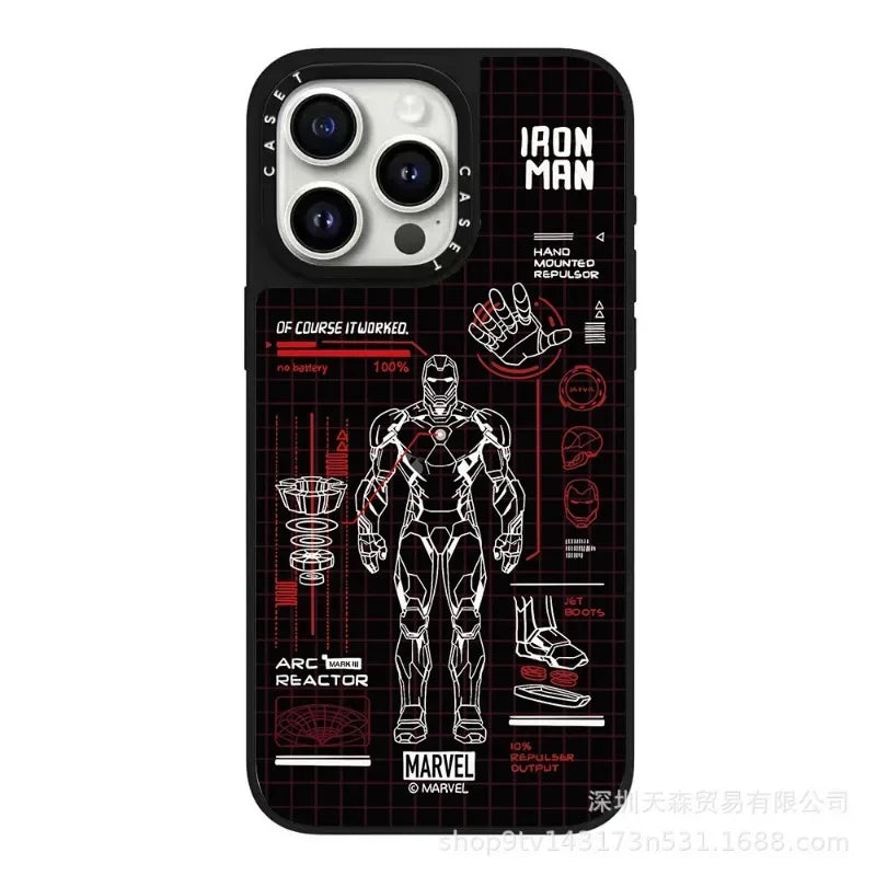 Trendy Brand CAS Co-branded Avengers for Iphone16pro max Marvel Character Phone Case Anti-fall Mirror Spider-Man Birthday Gift