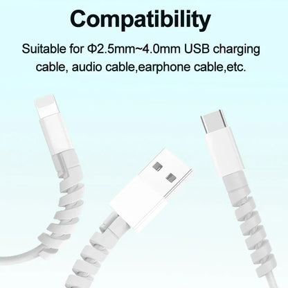10pcs Silicone Data Cables Protector Winder Pipe Flexible Phone Charge Cable Spiral Winder Cords For Phone USB Charger Wires