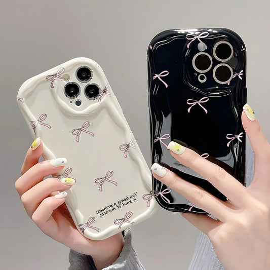 Clear Soft Curly Wave Case For Samsung A55 5G A54 A53 A52 A35 A34 A32 A24 A23 A22 A14 A13 A12 S24 Ultra S23 S22 S21 S20 FE Cover