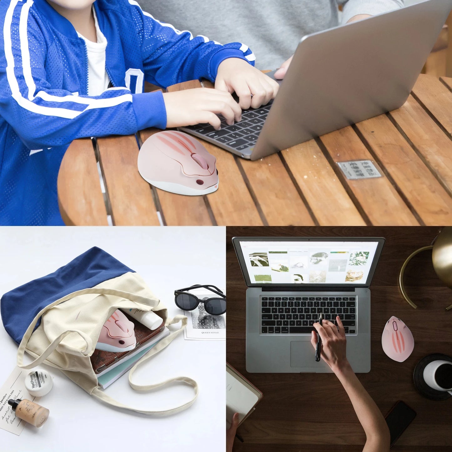 Cute Cartoon Hamster Shape Creative Mouse Bluetooth/2.4G Mini Wireless Mute Ergonomic Optical Mice PC Laptop Desktop Universal