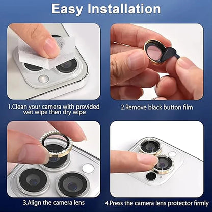 Diamond Tempered Glass Lens Full Cover Camera Lens Screen Protector For iPhone 15 14 13 12 Pro Max Cover Camera Lens Protector