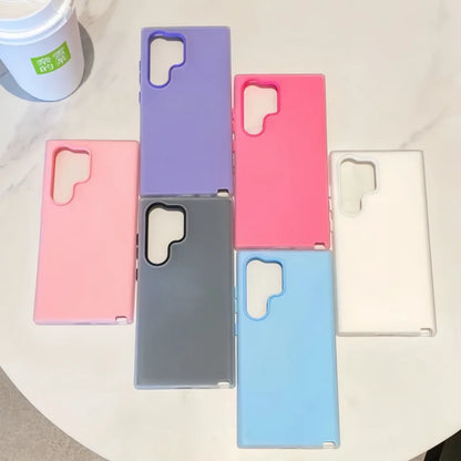 2-in-1 Candy Color Matte Jelly Hard Phone Case For Samsung S25 S24 Ultra S23 FE S22 Plus A55 A54 A53 A35 A34 A33 A15 A14 Cover