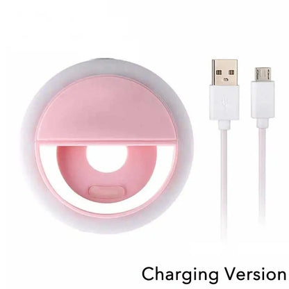 LED Light Ring USB Charge Led Selfie Ring Light Compatible with iPhone Samsung Xiaomi Mobile Phone Lens Ring Clip Selfie Lamp