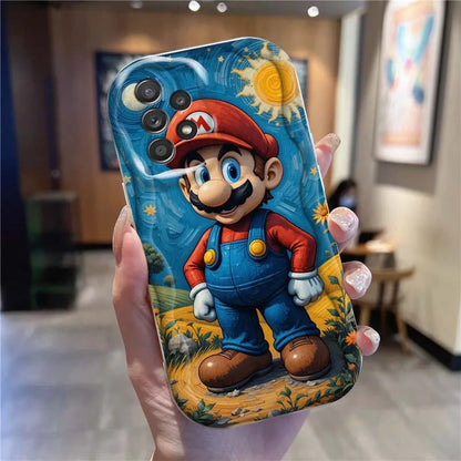 M-Marios Cartoon Popular Phone Case For Samsung A73 A72 A71 A56 A55 A54 A53 A52 A51 A32 A36 A26 A25 A13 A14 5G Wave Oil