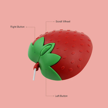 Pink Strawberry Small Optical Mouse Cute Creative Cartoon PC Computer Office Mice Girls Gift Mause for Office Laptop Desktop