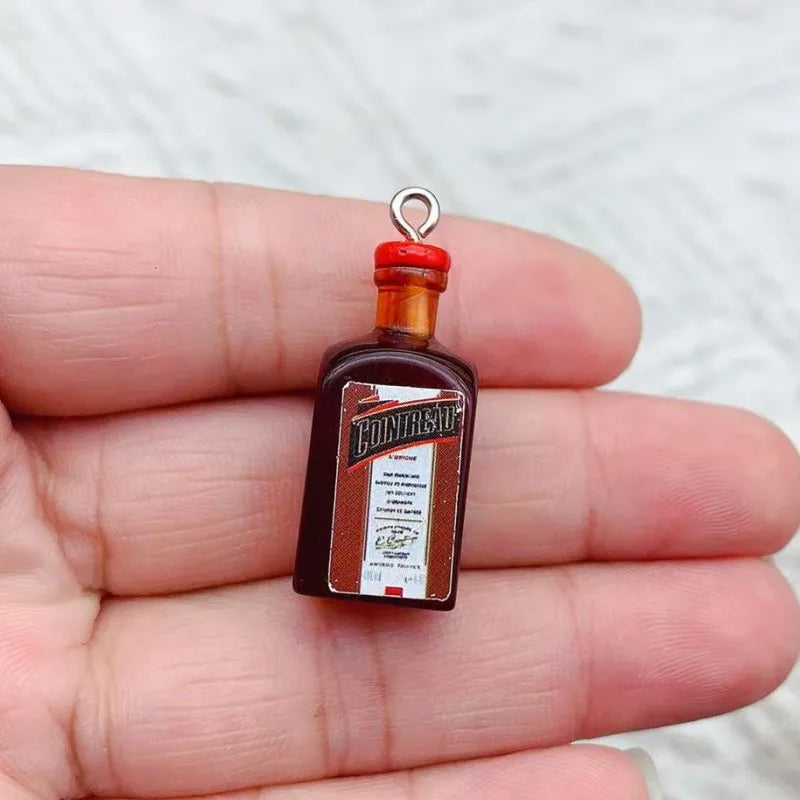 10pcs Mini Alcoholic Drink Bottle Resin Charms Popular Wine Bottles Pendant For Earring Keychain Diy Cute Jewelry Making