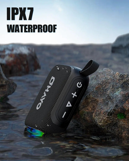 OHAYO Bluetooth Speaker Small Music Box Bluetooth 5.3 with RGB Light, Outdoor Portable Speaker with 24H Battery, IPX7 Waterproof
