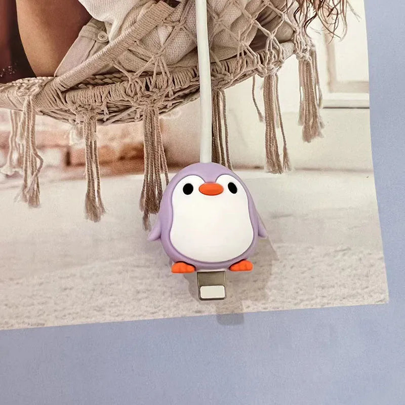 Penguin Cartoon Cable Protector Cute Charger Protector Cable Winder Organizer Data Line Cord Protective Cover For iPhone