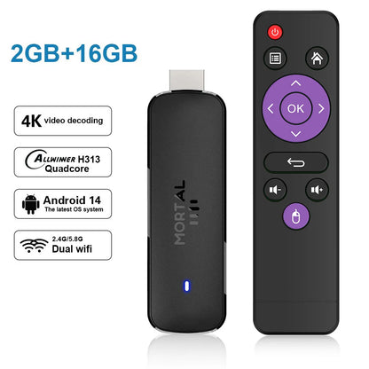 Android14 TV Stick  Mortal Q8 Global Version  Allwinner H313 Chip Wifi6 Voice Remote 8K 4K@60fps YouTube Stream TV stick 2G8G16G