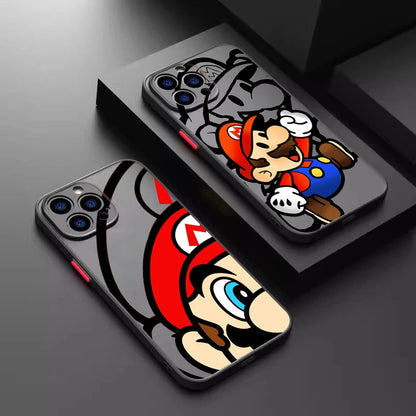 Mario Cool Cute Cartoon Frosted Translucent For Apple iPhone 15 14 13 12 11 XS XR X 8 7 SE Pro Max Plus Mini Soft Phone Case