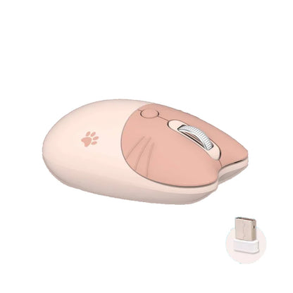 Pink Wireless Cute Meow Mouse Cartoon Silent Optical Ergonomic 1600DPI Mause Computer USB Gamer Mice For Laptop PC Gifts