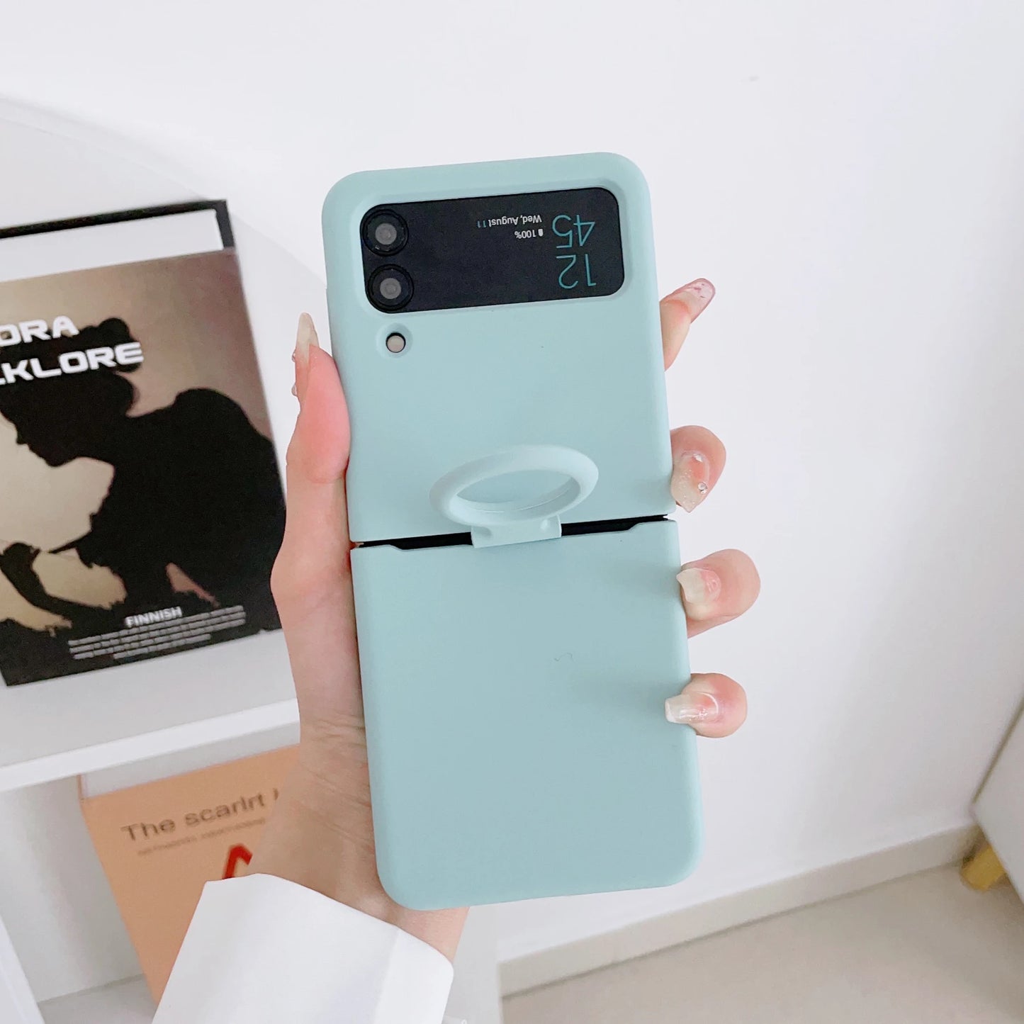 Liquid Silicone Ring Holder Case for Samsung Galaxy Z Flip 3 4 5G Flip4 Flip3 Flip2 Flip1 Foldable Full Protection Fashion Cover