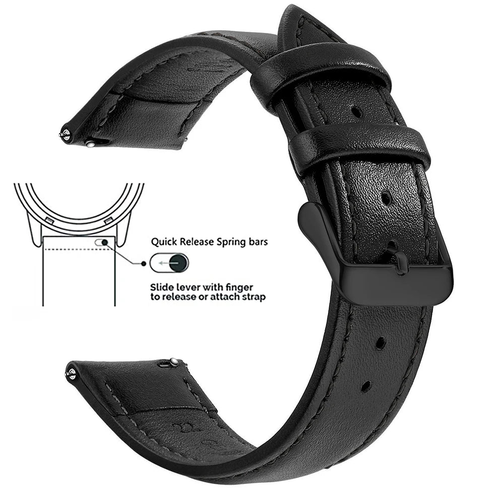 Top Grain Genuine Leather Watch Band, Quick Release 12/14/16/18/19/20/21/22/24 mm Watch Straps, Replacement Bands for Men Women
