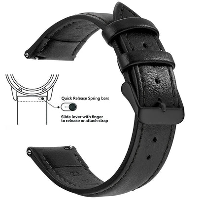 Top Grain Genuine Leather Watch Band, Quick Release 12/14/16/18/19/20/21/22/24 mm Watch Straps, Replacement Bands for Men Women