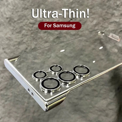 Luxury Plating Frameless Case For Samsung Galaxy S24 S25 Ultra S23 S22 Transparent Camera Lens Protection Shockproof Hard Cover