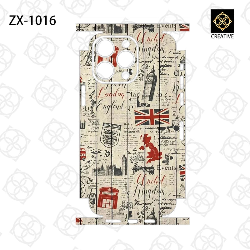 For iPhone 14 13 Pro Max 12 Mini 15 16 Colorful 3M Film Wrap Stickers Cases Back Cover Decal Skin  Film Protector Sticker