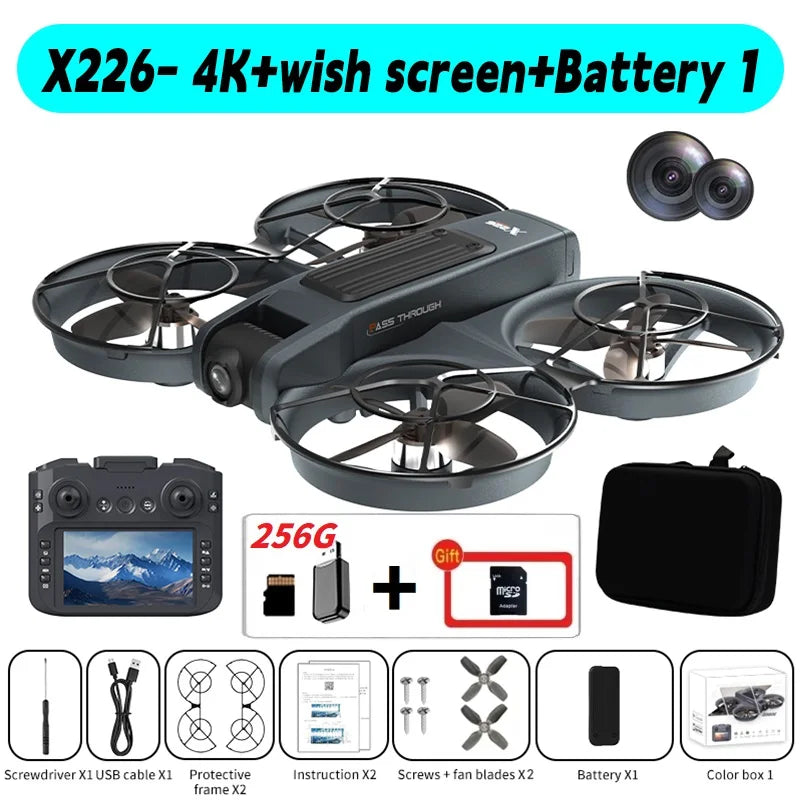 X226 Drone Professional 4K HD Dual Camera LCD VR Remote Control WIFI FPV UAV RC Quadcopter Aerial Photography Airplane Toy Gifts