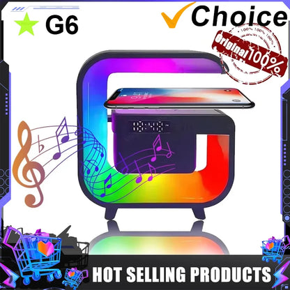 Multifunction Wireless Charger Pad Stand Speaker TF RGB Night Light Fast Charging Station for iPhone 16 15 Samsung Xiaomi Huawei