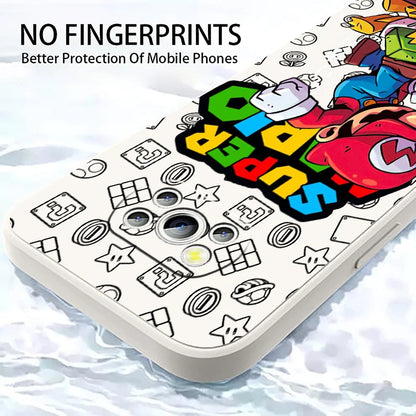 S-Super M-Marios B-Bros Liquid Left Rope For Xiaomi Mi Poco X6 X5 X4 X3 M6 M5 M5S M4 M3 F5 F4 F3 Pro 5G Cover Phone Case