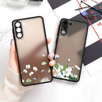 For Samsung S24 S22 Ultra Case Cover Samsung Galaxy S23 Ultra S 22 S21 S20 FE S10 Note 20 10 Plus S8 Lavender Flowers Clear Case
