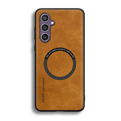 Magnetic For Magsafe Leather Case For Samsung Galaxy S23 S22 Ultra S21 FE S25 S24 Ultra Luxury Wireless Charge Shockproof Cover