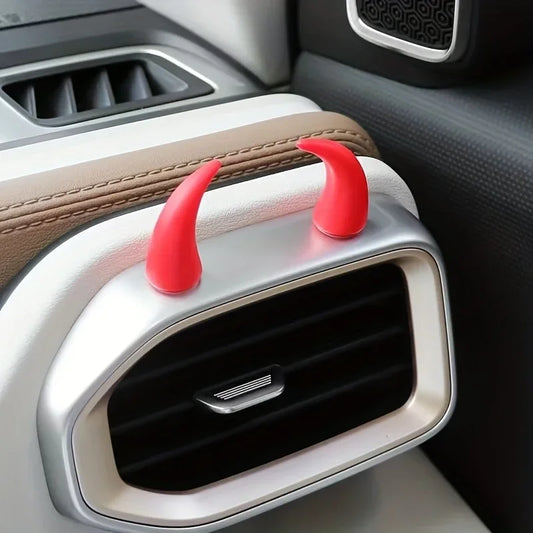 2pcs Car Mini Steering Wheel Devil Corner Decorative Sticker Cute Creative Dashboard Vehicle Air Vent Ornament