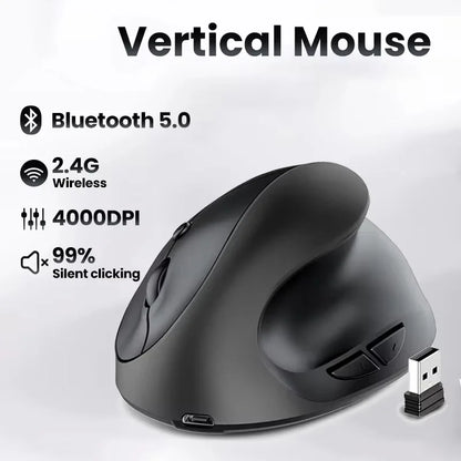Vertical Grip Silent Wireless Mouse Rechargeable Hand Designer Drawing Office Creative Ergonomic Mouse For Computer PC