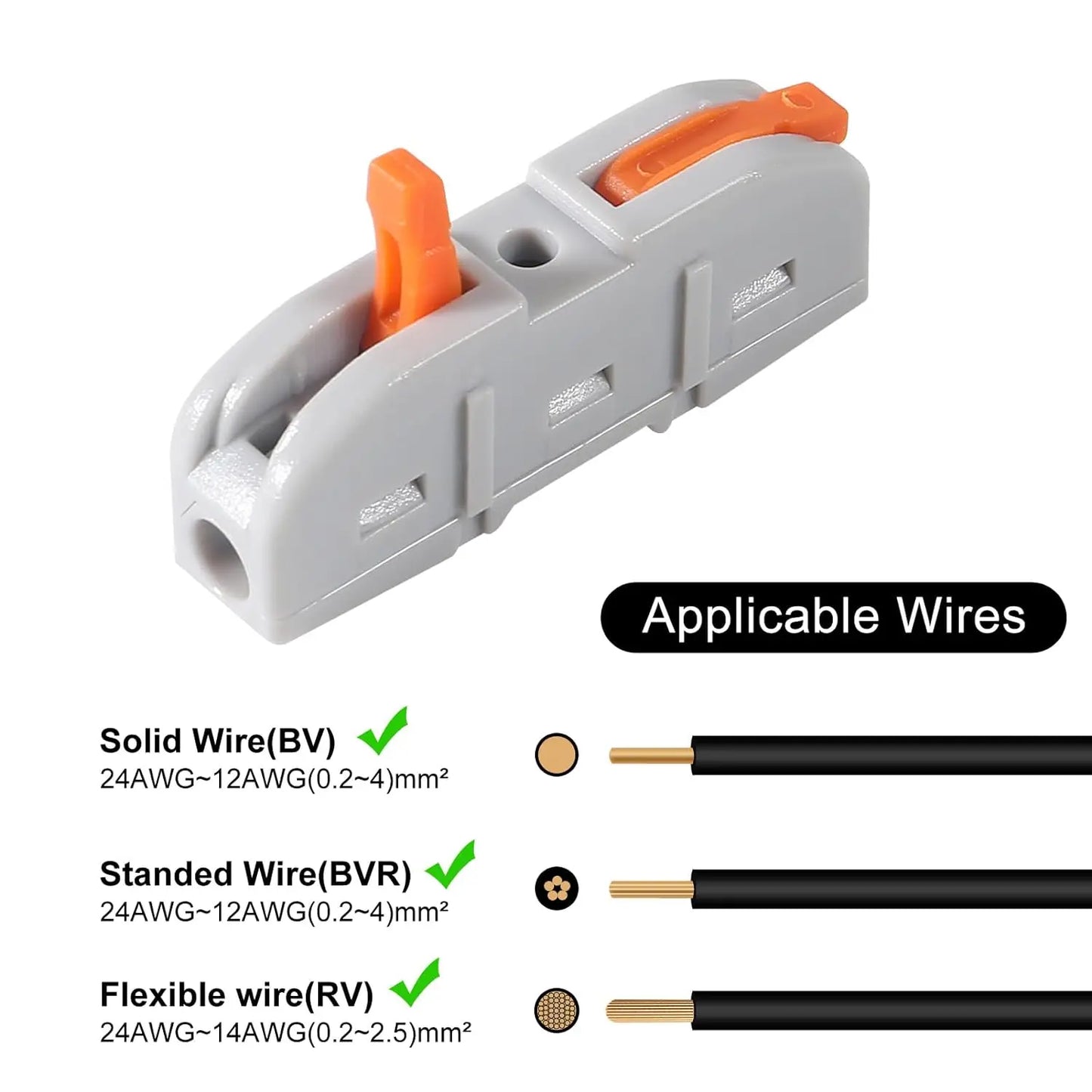 20/34/50PCS Lever Wire Connectors, 1 to 1 Inline Assemblable Wire Connector, Electrical Connectors Wire Terminals