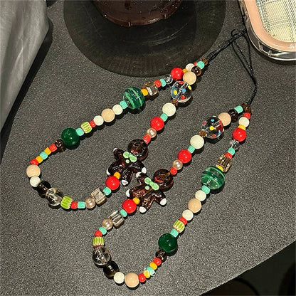 Cute Christmas Phone Chain Pendant Wrist Strap Anti-lost Lanyard Festival For iPhone Decorative Strap Bracelet Phone Accessories