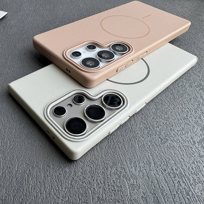 Luxury Slim Matte Magsafe Case for Samsung Galaxy S25 S24 S23 Ultra S22 Plus S21 Note 20 Solid Color Shockproof PC Phone Cover