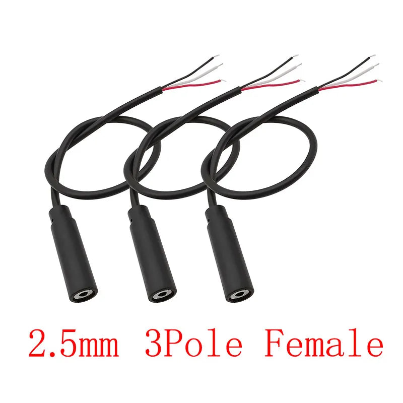 3Pcs 2.5mm/3.5mm Male Female 2/3/4Pole Mono/Stereo Aux Plug Jack Connector To Bare Wire End For DIY Audio Headphone Cable Repair