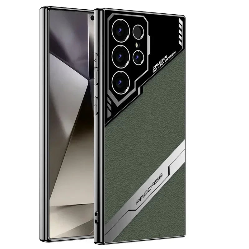 Galaxy S25 Plus Electroplating Leather S25 Ultra Phone Case for Samsung Galaxy S25 S24 S23 Ultra Protective Shockproof Cover