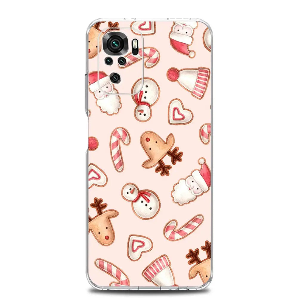 Phone Case For Xiaomi Redmi Note 14 13 12 4G 9S 9 10 11 Pro Plus 5G 14C 13C 12C 10C 9A Clear Soft TPU Cover Cartoon Christmas