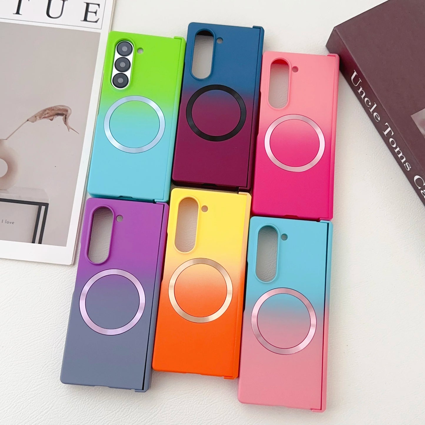 Magnetic for Magsafe Wireless Charging Gradient Phone Case for Samsung Galaxy ZFold 3 4 5 6 Liquid Silicone Bumper Cover Funda