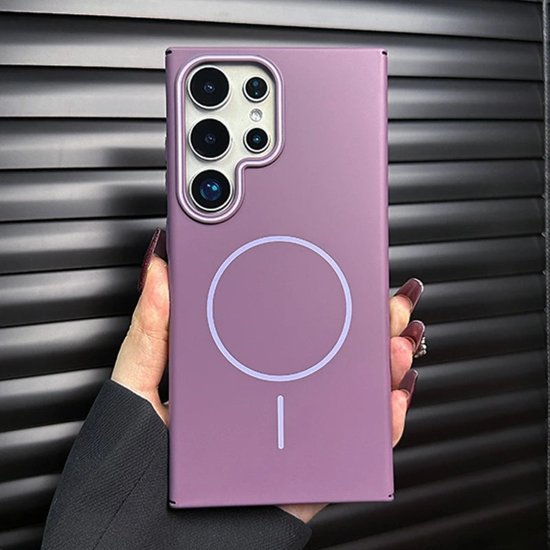 Luxury Slim Matte Magsafe Case for Samsung Galaxy S25 S24 S23 Ultra S22 Plus S21 Note 20 Solid Color Shockproof PC Phone Cover