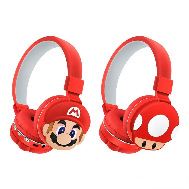 Super Mario Bros Wireless Bluetooth Headphones Anime 5.0 Gaming Headset Cartoon Sports Stereo Sound Earphones Fitness Headphones