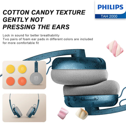 PHILIPS TAH2000 Over-ear Bluetooth Headphones Feature a Simple And Adjustable Design,And The Ear Pads Fit The Ears More Closely