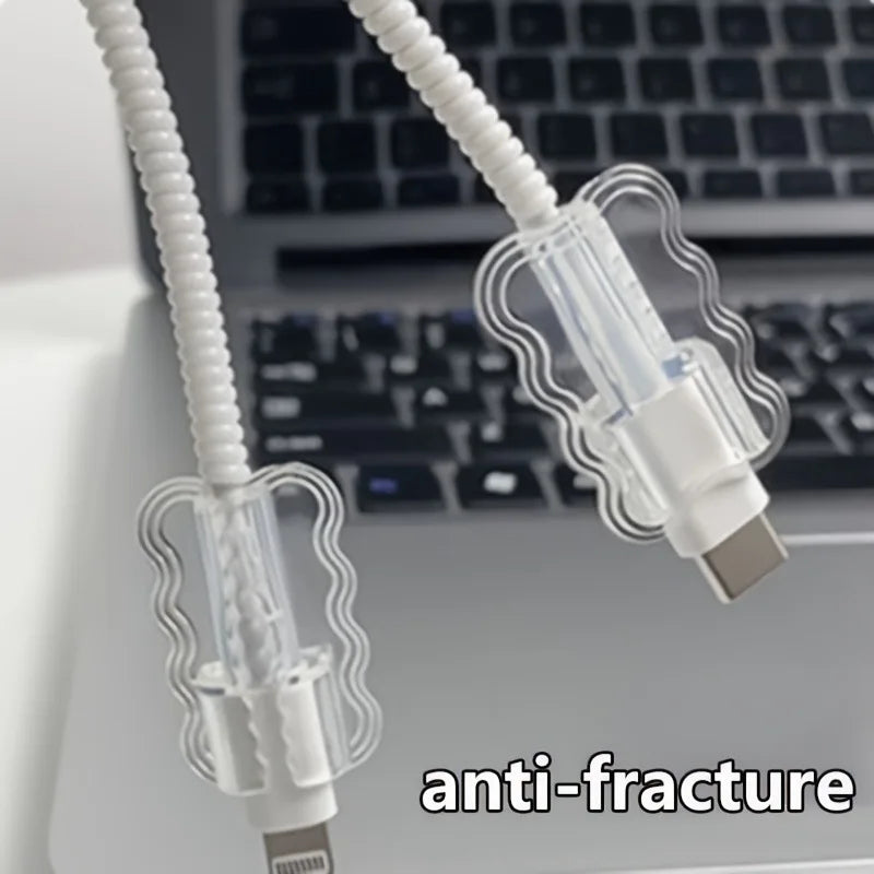 2pcs Data Cable Protector Sleeves Anti-Breakage Cord Saver Mobile Phone Accessory Flexible Cord Management