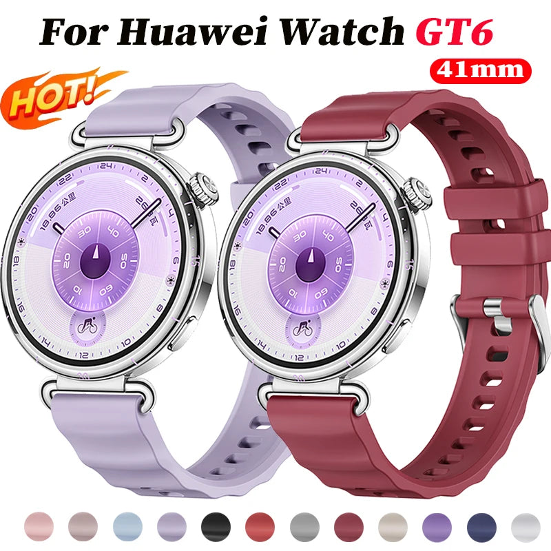 18mm Silicone Band for Huawei Watch GT6 41mm Sport Strap Metal Buckle Correa for Huawei Band GT6 Smartwatch Replacement Bracelet