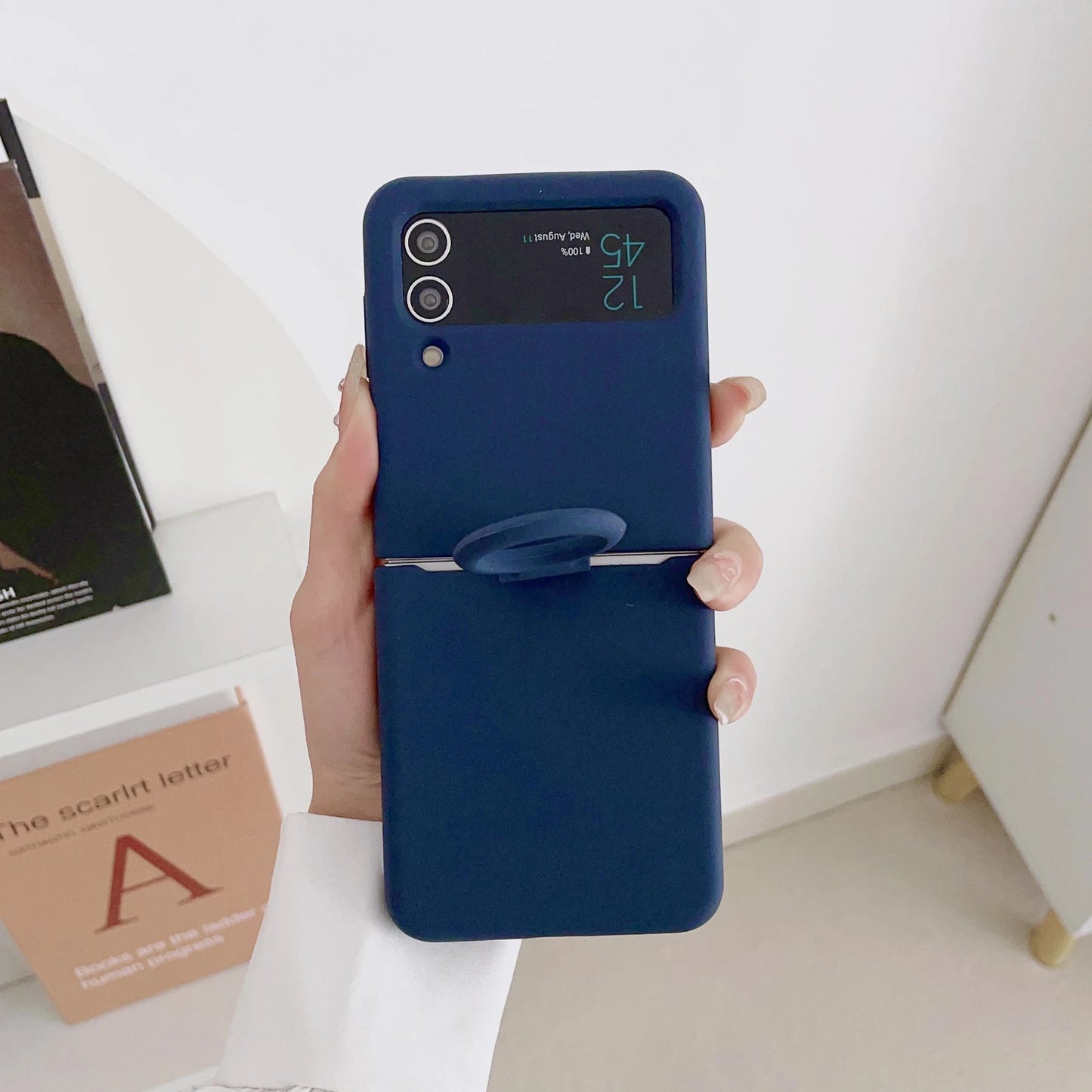 Liquid Silicone Ring Holder Case for Samsung Galaxy Z Flip 3 4 5G Flip4 Flip3 Flip2 Flip1 Foldable Full Protection Fashion Cover