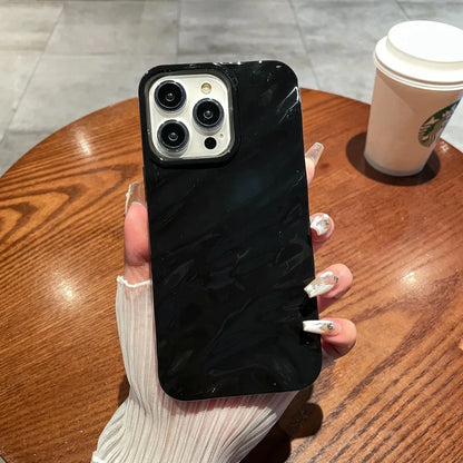 Luxury 3D Wavy Pattern Phone Case For iPhone 16 15 14 13 12 Pro Max Plus Solid Color Glossy Soft Silicone Case Phone Accessories